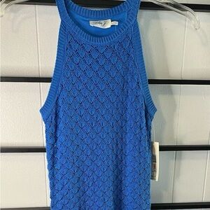 NWT,Eliza J Womens Sweater Dress Size Small Blue Halter Style Scalloped,B23